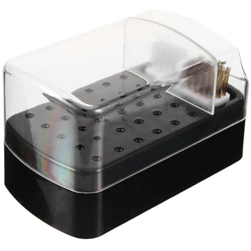 Veemoon ネイルドリルビット収納ボックス プラスチック製 軽量コンパクト収納ケース 清掃用ブラシ付き ネイルビット整理ホルダー 家用サロ