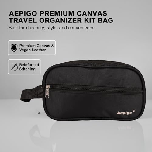 Image of Aepig Polyester Multipurpose Toiletry Bag for Men Hanging Dopp Kit Water Resistant Shaving Bag Small Toiletry Bag for Traveling, Black