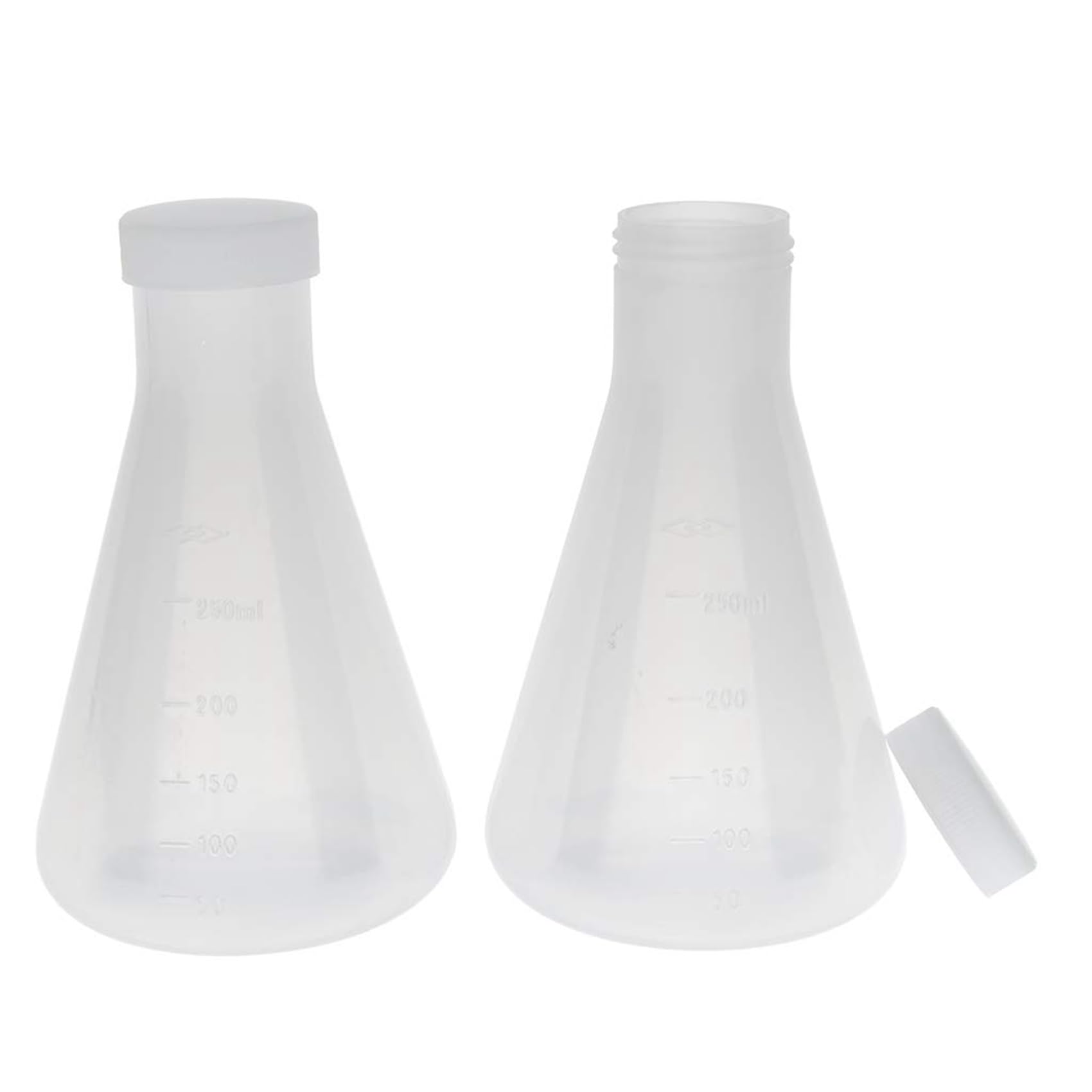 Beuta da Laboratorio Conica nel Plastica Graduata, Misurabile, Parete Liscia e Spessa, 20 Bottiglie da 250 Ml