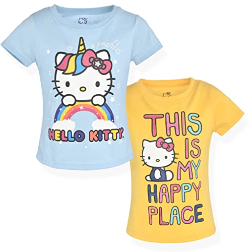Image of Hello Kitty Girls Tee Shirts - 2 Pack Short Sleeve T-Shirts for Girls with Adorable Artworks and Slogans for Girl's Style