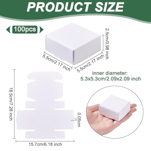 OLYCRAFT 100Pcs Mini Cardboard Boxes 5.5x5.5x2.5cm White Cardboard Present Boxes Jewelry Kraft Box Small Corrugated Mailer Boxes Mini Boxes for Present Wrapping Packaging Small Items - Image 2