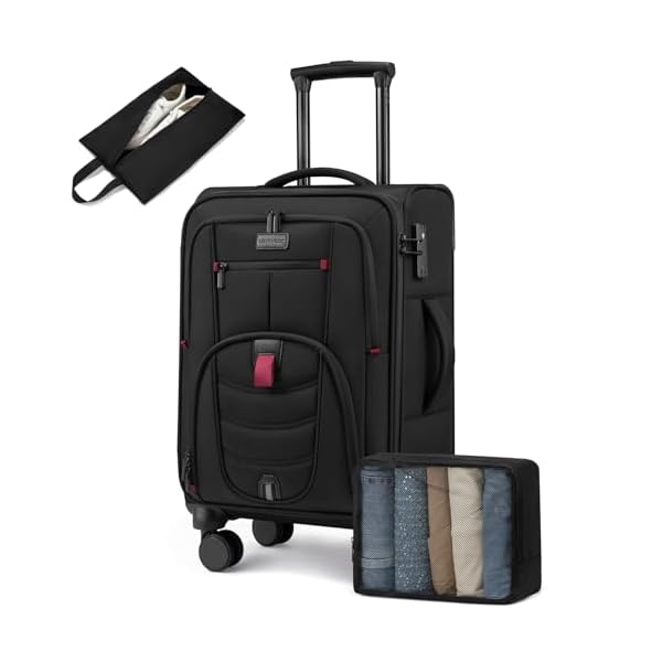 Carry On Luggage 22x14x9 Airline Approved, 22-Inch Suitcases with Spinner Wheels, Softside Carry-on Luggage with TSA Lock for Men Women Business Trip, Lightweight Large Capacity Luggage for Travel