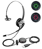 USB Headset with Microphone Noise Cancelling and Volume Controls, PC Headset with Voice Recognition...