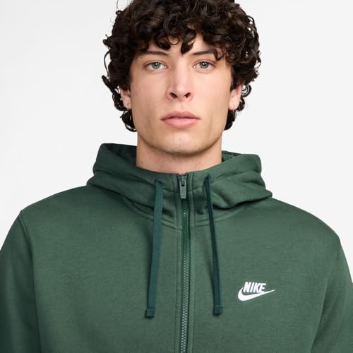 Nike Sportswear Club Fleece Herren-Hoodie Mit Durchgehendem Rei&szlig;verschluss, Fir/Fir/White, BV2645-323, M