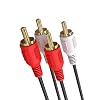 Cmple - 2 RCA Cables 1.5ft Dual RCA Male to Male Stereo Audio Speaker Cable Red and White Plugs Cord for Subwoofer, Audio Mixer, Amplifier, Car Stereo, Marine Audio - Black