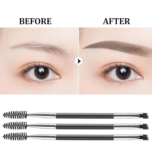 WOLMIK 3 Stück Duo Augenbrauen Bürste, Abgewinkelte Augenbrauen Bürste, Mini Wimpernbürste, Duo Abgewinkelter Augenbrauenpinsel, für Lidschatten, Augenbrauen, Abgewinkelte Augenbrauen