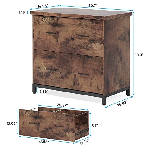 Tribesigns 2-Drawer File Cabinet, Wood Lateral Filing Cabinet, Office Storage Cabinet For A4, Letter Size, Printer Stand With Storage For Home Office, Brown #TOP1
