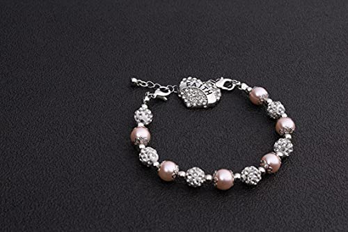 Image of Faith Bracelet Inspirational Message Prayer Pink Beaded Bracelet Handmade Jewelry Encouragement Gift