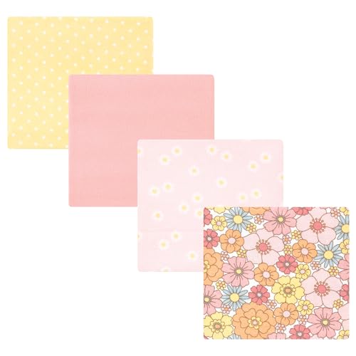 Image of Hudson Baby Unisex Baby Cotton Poly Flannel Receiving Blankets, Peace Love Flowers, One Size