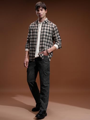 Image of Highlander Men Men's Relaxed-Fit Cargo Pocket Jeans | Clean Look | Cotton Comfort | Utility Style| Cargo Jeans for Man