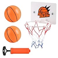 HENGBIRD Mini Basketball Korb Set, Indoor Mini Basketballkorb Basketball Hoop 16.2 x 12 cm Kinder Basketballkorb Zimmer mit 2 Stück Bälle und Pumpe Büro für Outdoor Office Home
