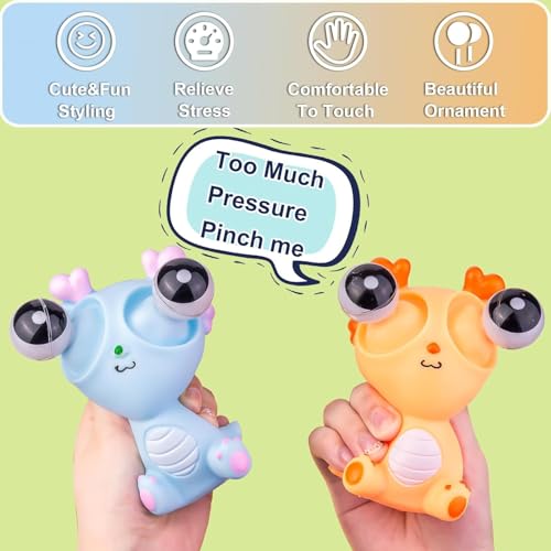 Image of Funny Dragon Pinch Toy | Squishy Dinosaur with Pop-Out Eyes | Stress Relief Squeeze Toy for Kids & Adults (Red)
