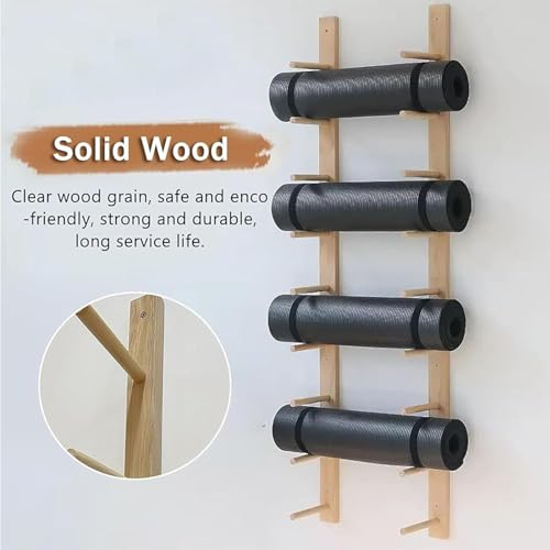 Freistehendes Aufbewahrungsregal aus Holz für Yogamatten und Schaumstoffrollen – Stabiles Regal für Fitnessstudio, Studio, Zuhause, Fitnesszubehör, platzsparende Lösung