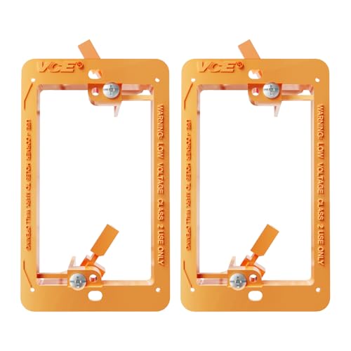 VCE Low Voltage Mounting Bracket 2 Pack Flush Low Voltage Box for Single Gang Wall Plate Telephone Wires Network Cables HDMI Coaxial Speaker Cables Orange