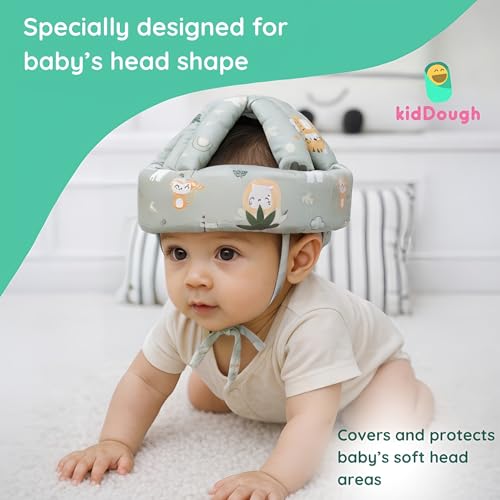 Image of Kiddough Head Protector for Baby Safety | 6 Months-3 Years | Proper Air Ventilation for Kids and Toddlers | Secure, Fit & Comfort Lightweighted Helmet (Animal Print)