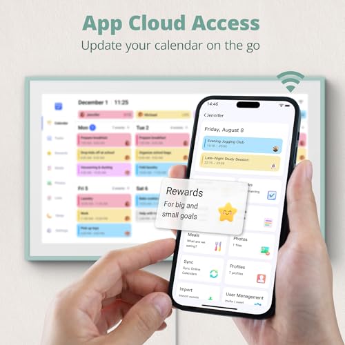 Image of Dragon Touch 15.6 inch Digital Calendar & Chore Chart - Interactive Touchscreen Smart Family Planner,Digital Picture Frame for Mom, Women, Christmas & Weddings Green