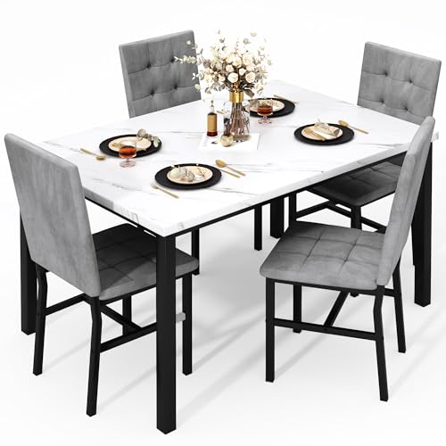 AWQM Faux Marble Dining Set for 4