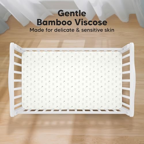 Image of KeaBabies 2pk Baby Crib Sheets for Boys Girls, 52x28 Fitted (Bumble Bear) | Viscose Derived from Bamboo, Toddler Bed Sheets Neutral, Fitted Crib Mattress Sheet for Standard Baby Bedding, Soft, Cozy