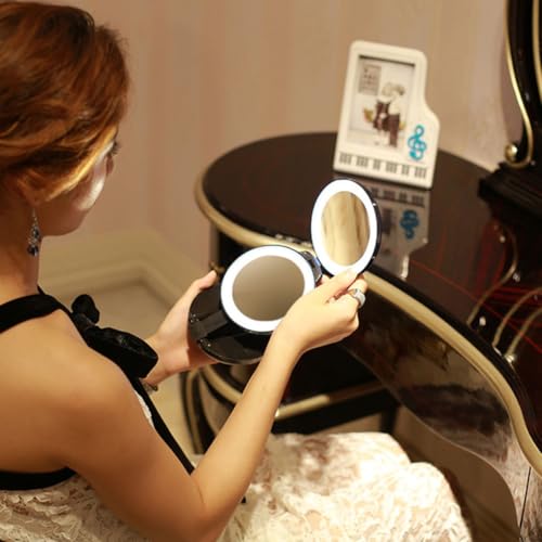 Miroir de maquillage compact noir et pliable pour sac à dos - 7
