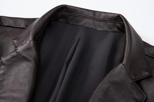 Men's Casual Notched Collar One Button Faux Leather Blazer Suit Jacket Sport Coats4