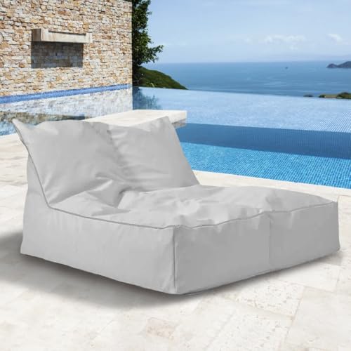 SXBCyan Sillón Puff para Exteriores (Sin Relleno) Funda Puff Pera Oxford Impermeable, Resistente A La Intemperie, Jardín, Playa, Piscina, Adultos(2 Seat Dust Grey)