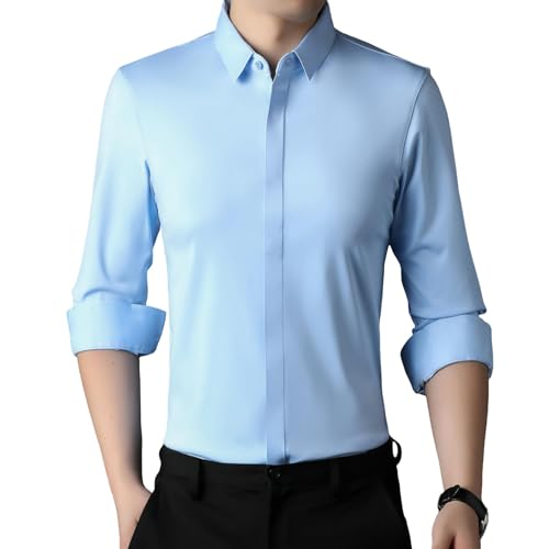 Camisa de botones ocultos que no se arruga y estiliza la figura