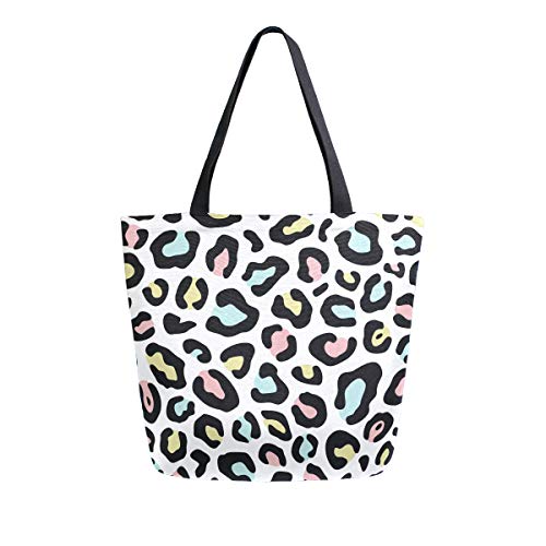 Mnsruu - Bolsa de viaje reutilizable para hombros y manos, diseño de leopardo de los 80 s, para mujer y niña