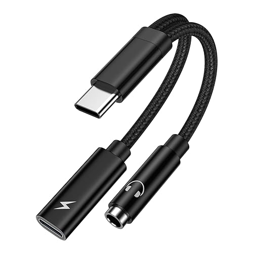 USB C to 3.5mm Headphone Adapter and Charger Cable,2 in 1 Type C to 3.5mm Aux Audio Jack Adapter,USB C PD Fast Charging Dongle Cord for Samsung Galaxy S24 S23 Ultra,A54,A53,A14,S22,S21,S20,S10,Pixel 7
