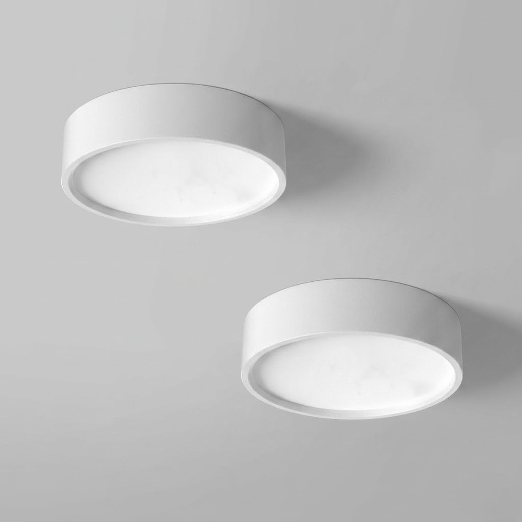 COSRUB Modern Round Ceiling Lights Set of Two, Low Profile LED Downlight Minimalist Mini Surface Ceiling Lamp Fixture for Entryway Living Room Hallway(White(6000K),12cm/4.72in)