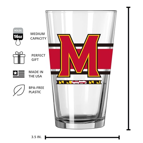 Image of Logo Brands NCAA 16 oz Pint Glass - Durable Glass With Bold Team Color- Chip-Resistant Rim Drinkware For Fans, Tailgates, Home Bars & Everyday Use