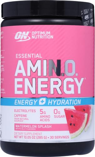Image of Optimum Nutrition Amino Energy Powder Plus Focus, with BCAA, Electrolytes, and Caffeine, Watermelon, 30 Servings (Packaging May Vary) (Pack of 6)