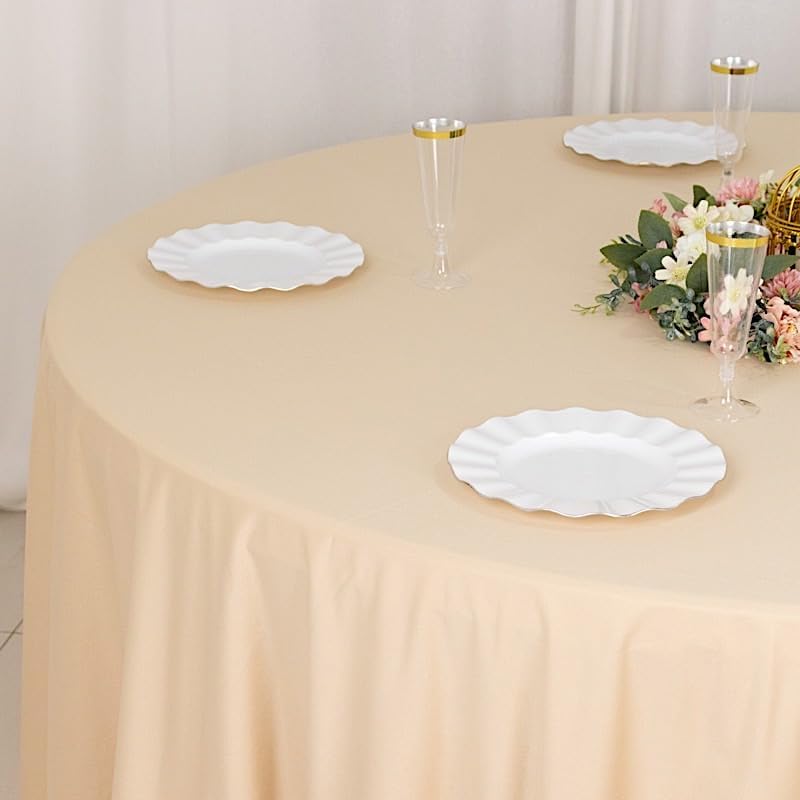 Miniatura 7 de Balsa Circle Mantel redondo de poliéster de alta calidad de 120 pulgadas, color beige, ropa de cama para fiestas, bodas, eventos, recepción,