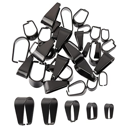 SUNNYCLUE 1 Box 40Pcs Pinch Bails Stainless Steel Bails Black Snap on Bails Charm Bail Connector Pinch 7/8/10/12/13mm Open Clasp Hook Bail Ice Pick Pinch Bails for jewellery Making Findings DIY Craft