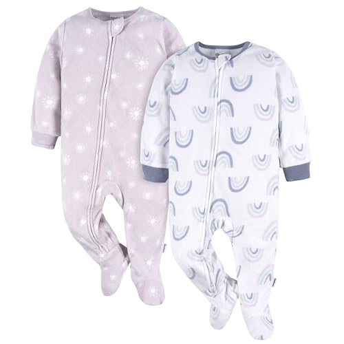 Image of Gerber Baby Girls' Toddler Loose Fit Flame Resistant Fleece Footed Pajamas 2-Pack