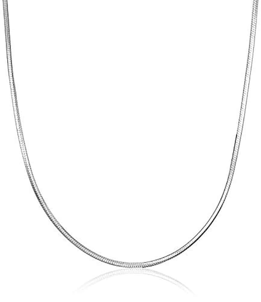 925 Sterling Silver 1MM Snake Chain Pendant Adjustable Necklace,Flattened Flexible Italian Snake Chain Necklace 16-30 Hypoallergenic Gift For Women