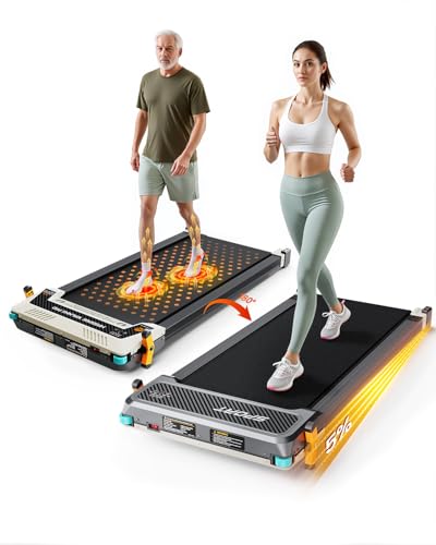 FUNRAY Walking Pad with Incline - Under Desk Treadmill with 2 Control Options, Ultra Slim Design and...