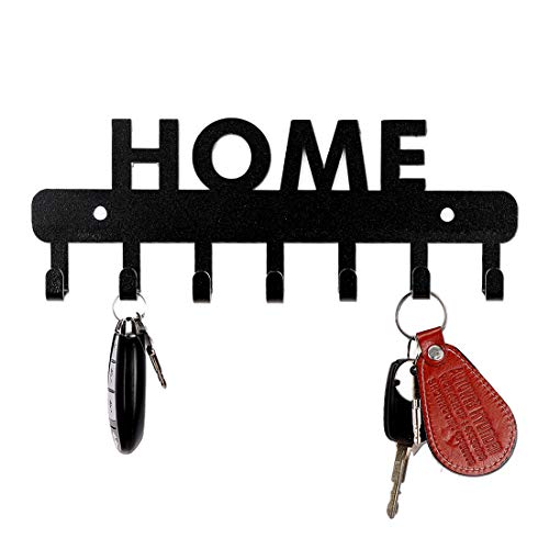 Image of Sehaz Artworks Metal Key Holder for Home | Bird Key Hooks | Key Holder for Home Decor Stylish | Key Stand for Wall (7 Hooks, Black)