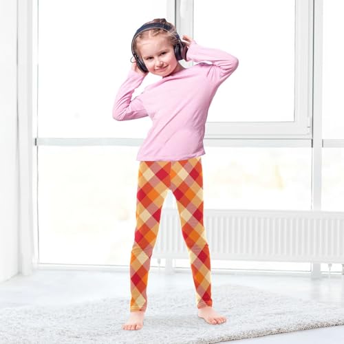 Autumn Checkered Red Yellow Plaid Girl's Leggings for Kids Toddler Girls Sweatpants Legging Pants Ballet Tights4