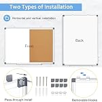 Double-Sided Magnetic White Board & Cork Board Combo, 36" x 24" | Dry Erase Board & Cork Board Combination for Wall, Hanging Whiteboard for Planning, Kitchen, Memo, School, Home, Office