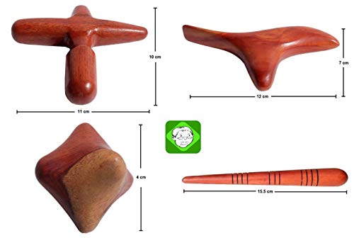 Lungcha OSDIISDJS-2 4 Types, 5 Piece Set Traditional Thai Massage Reflexology Wooden Stick Tool  thumb #2