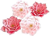 KEIRA PRINCE CRAFTS Paper Flowers, Beautiful Handmade Set of 4 Pink Flowers 20cm/8inch (Pink)