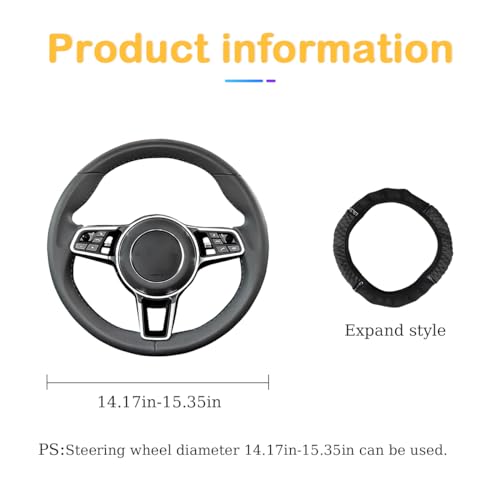 Image of Osilly Bling Car Steering Wheel Cover, 15 Inch Rhinestones Soft Leather Elastic Steering Wheel Protector, Sparkly Crystal Diamond for Women Girls, Car Interior Accessories for Most Cars (Black)