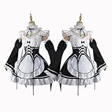 UPUPCOS Ram Rem Cosplay Black Costume Cute Maid Outfit Women Apron Dress Halloween Party Suit