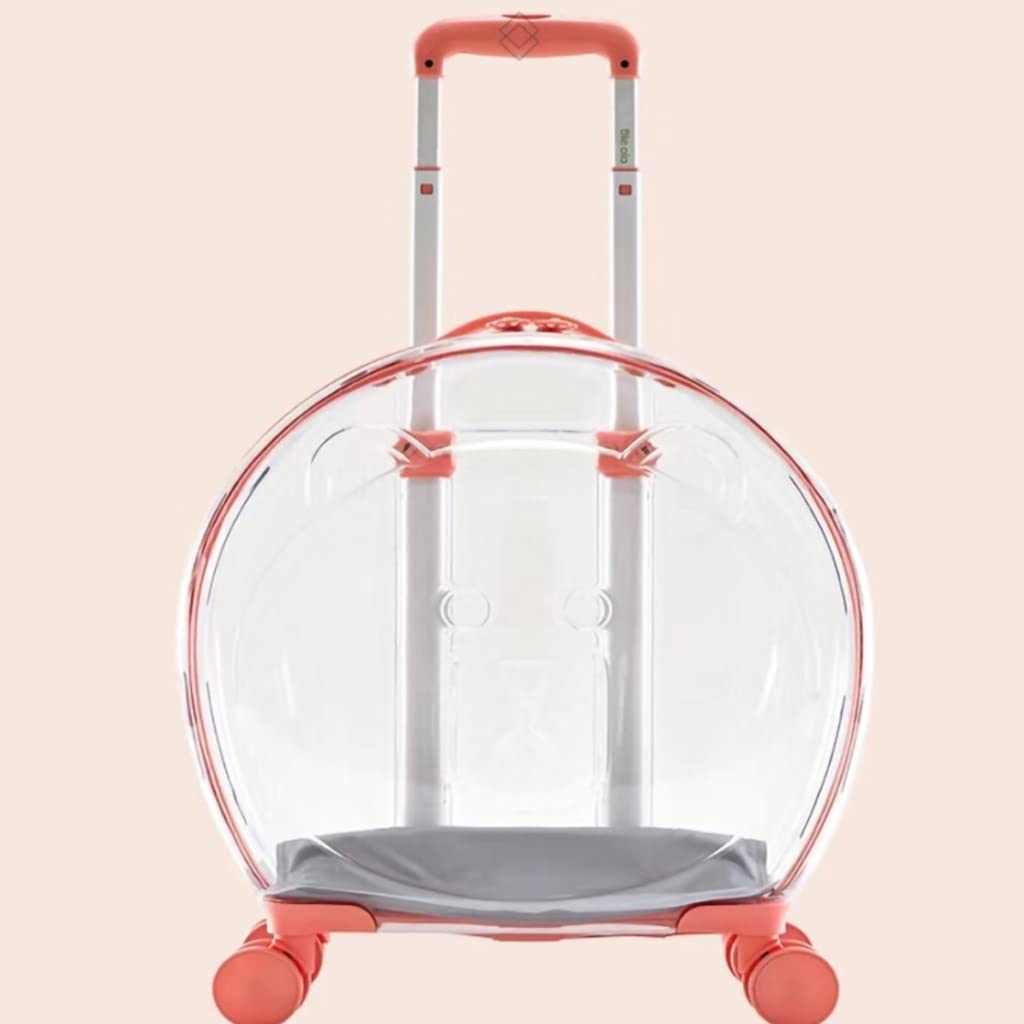 Trolley per Animali Domestici Borsa da Trasporto da Viaggio Bubble Box Panoramica Trasparente Portatile (Colore : Rosa) (Rosa)