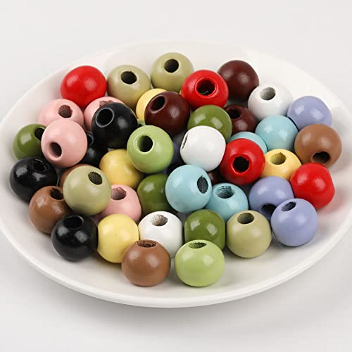 Oneyijun 50 Pcs Large Wooden Beads 20mm Natural Round Wood Beads Loose Beads - Image 3