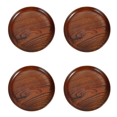 Pyugxab 4 X per la casa, piatti per il pane in legno, piatti da cucina, piatti per il condimento rotondo