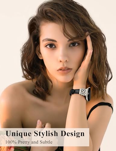 Image of TOYOUTHS Slim Leather Band Compatible with Google Pixel Watch 4 3 41mm /Pixel Watch 2 1 Band Women, Celtic Metal Dressy Thin Fashion Designer Premium Leather Strap for Google 4 3 2 1 Smartwatch