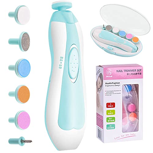 Cortaúñas eléctrico para bebés, cortaúñas seguro, kit de lima de uñas con 6 cabezales de...