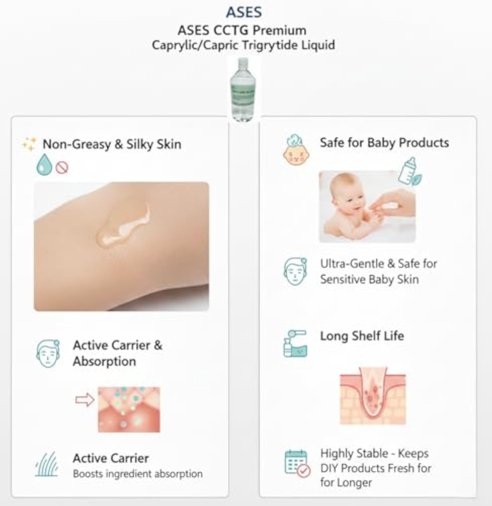 Ases CCTG Liquid 500ML, Caprylic Capric Triglyceride