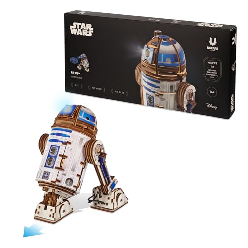 UGEARS Star Wars R2-D2 Holzpuzzle Erwachsene 3D - 3D Puzzle Weihnachten, Holzbausatz DIY Set Basteln Erwachsene, Modellbau Holz Puzzle, Bastelset Holz, Modellbausatz Star Wars Geschenke Bausatz